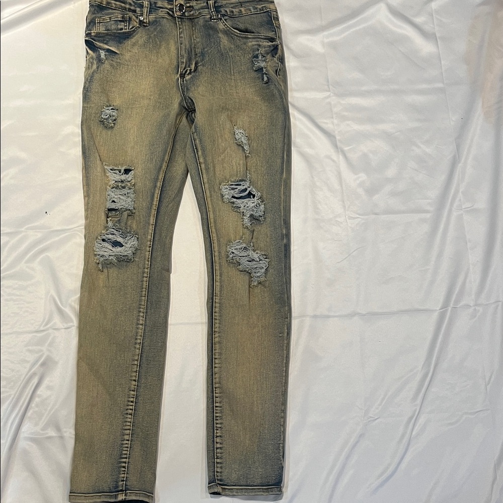 Waimea Men's Distressed Tan Skinny Jeans